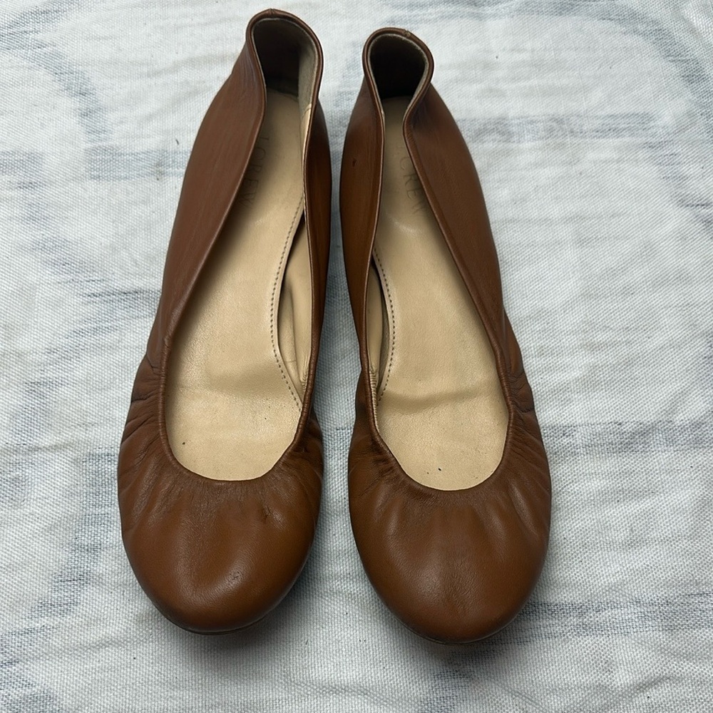 Jcrew Elegant Brown Leather Women's Flats sz 7.5